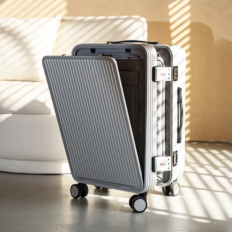 EUI前开口金属登机旅行行李箱大容量铝镁合金拉杆箱子侧开男女