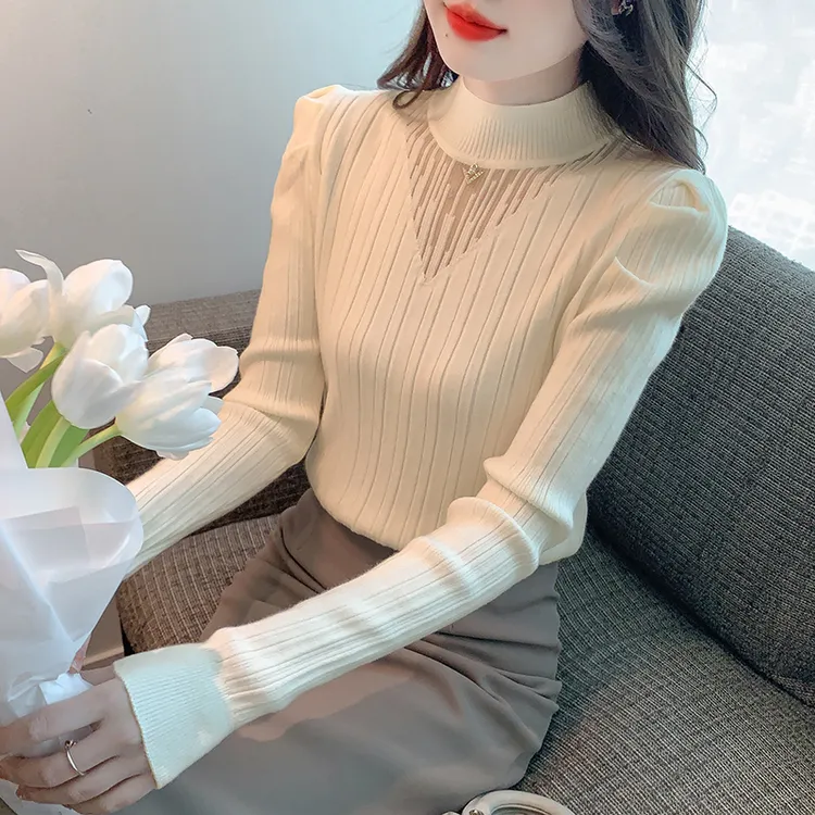 法式优雅温柔半高领内搭针织上衣女装2025新款春秋薄款长袖打底衫
