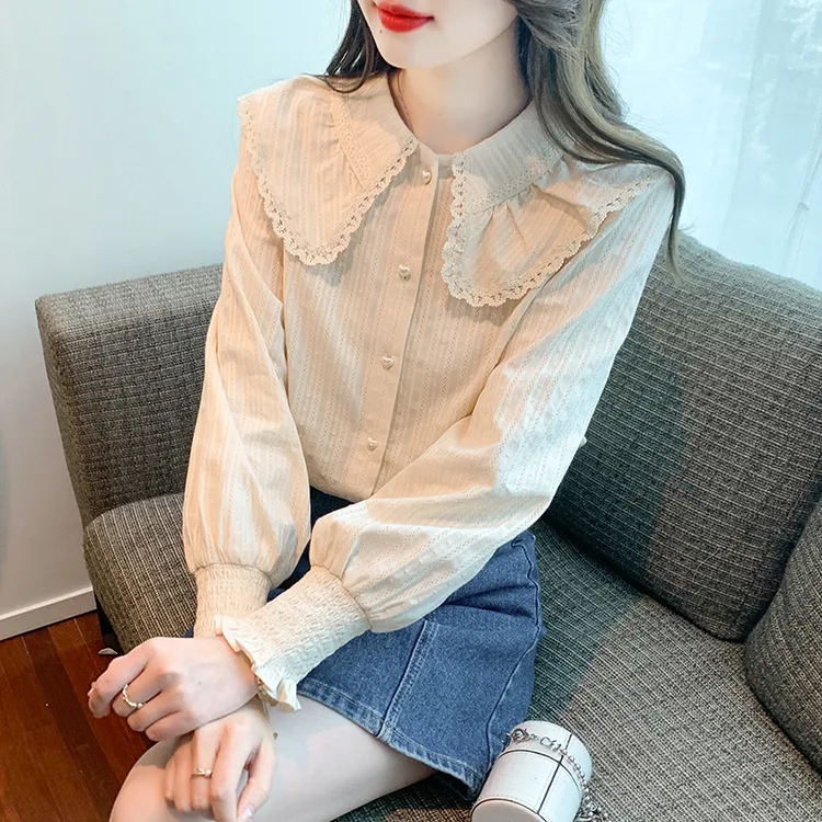 法式娃娃领长袖衬衫女秋季2025年秋装新款设计感气质减龄小众上衣