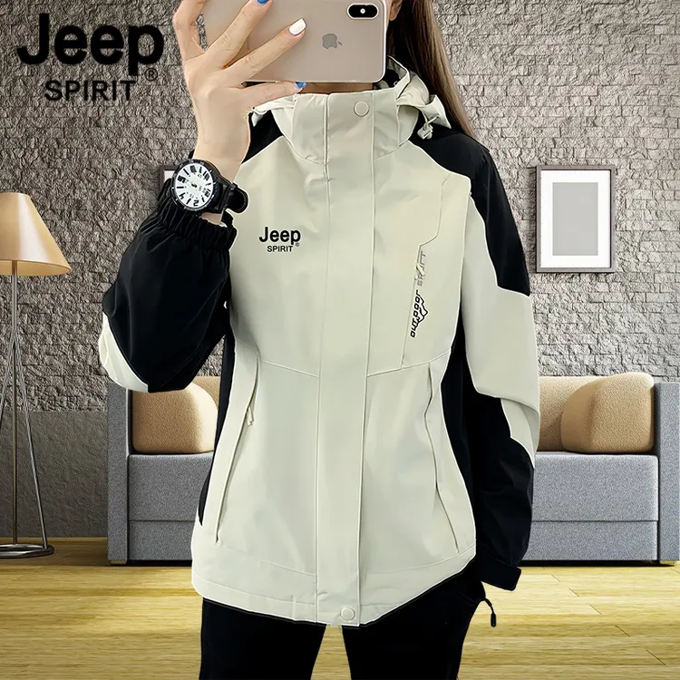Jeep吉普三合一冲锋衣男女款防风可拆卸户外夹克春秋加绒厚外套男