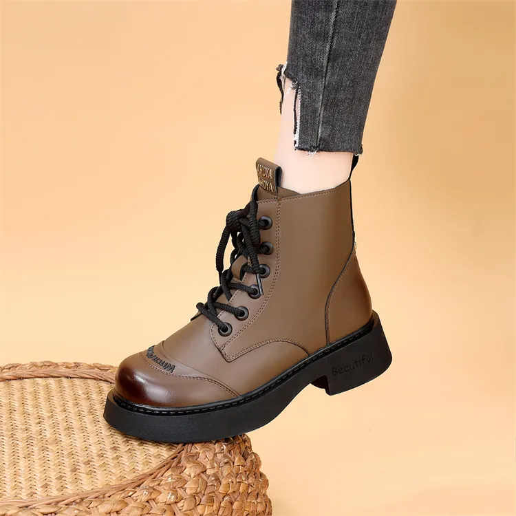 时尚厚底加绒冬季百搭显瘦短靴靴子短靴女士马丁靴鞋子马丁靴女