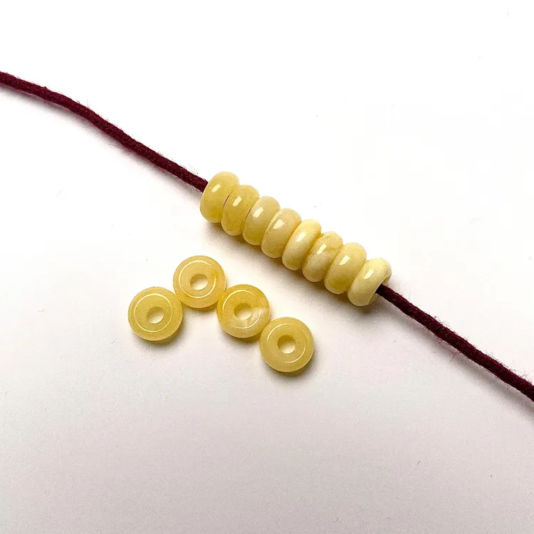 蜜蜡隔片鸡油黄面包圈俄料文玩隔片隔珠蜜蜡珠子菩提子文玩配饰