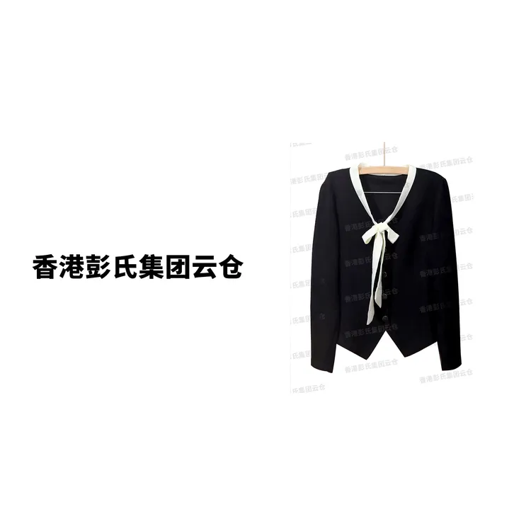 【高级品】舒服亲肤长袖飘带上衣小香风洋气减龄V领显瘦百搭收腰