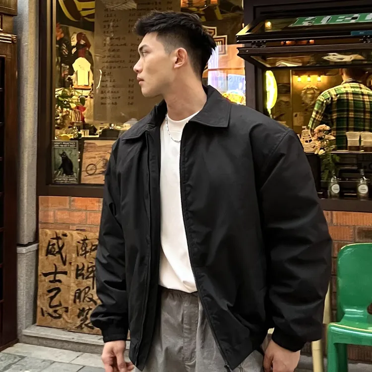 美式休闲加厚夹克秋冬三防翻领黑色宽松户外工装棉服百搭外套男士