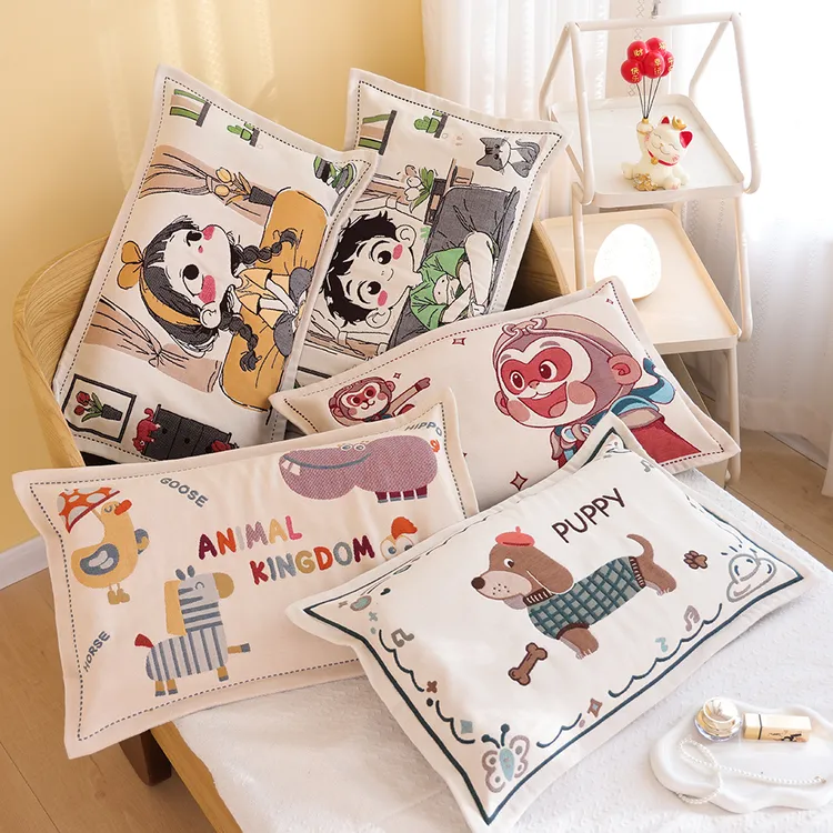 加厚纯棉纱布儿童枕套一对装新款柔软透气全棉宝宝家用枕芯内胆套