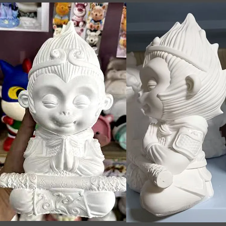 20厘米真石膏娃娃黑神化孙悟空儿童涂色玩具手工涂鸦摆件手办礼物