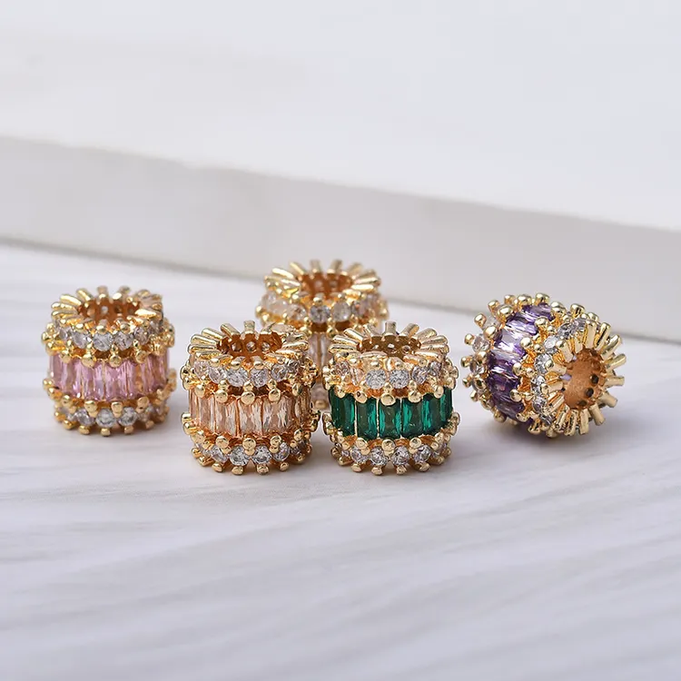 DIY界面沙金合金铜合金手工串珠珐琅通孔素色滴油烧蓝配件