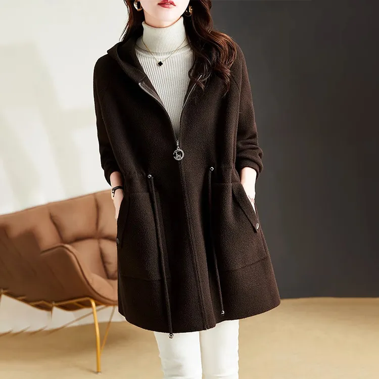 秋冬双面绒女士外套2025新款大码宽松休闲显瘦洋气质中长款上衣