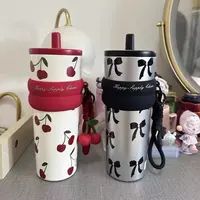 590 吸管保温水杯女高颜值陶瓷内胆便携大容量水杯