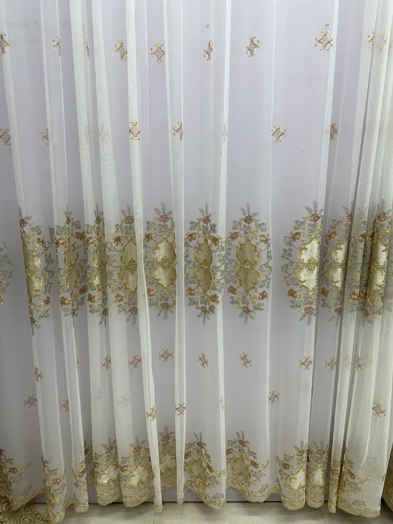 0224金丝盘绣成品纱帘