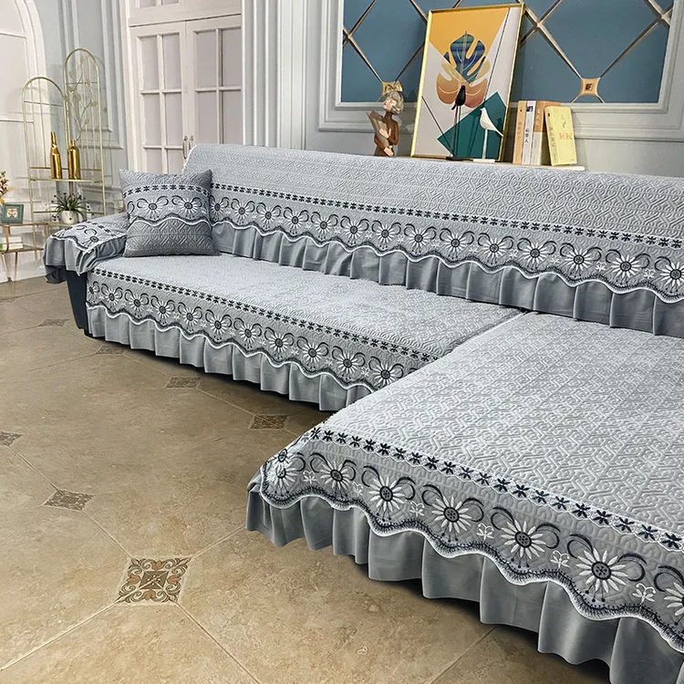 【全套】四季通用防滑沙发垫直排长条坐垫夹棉加厚毛绒坐垫一套通铺