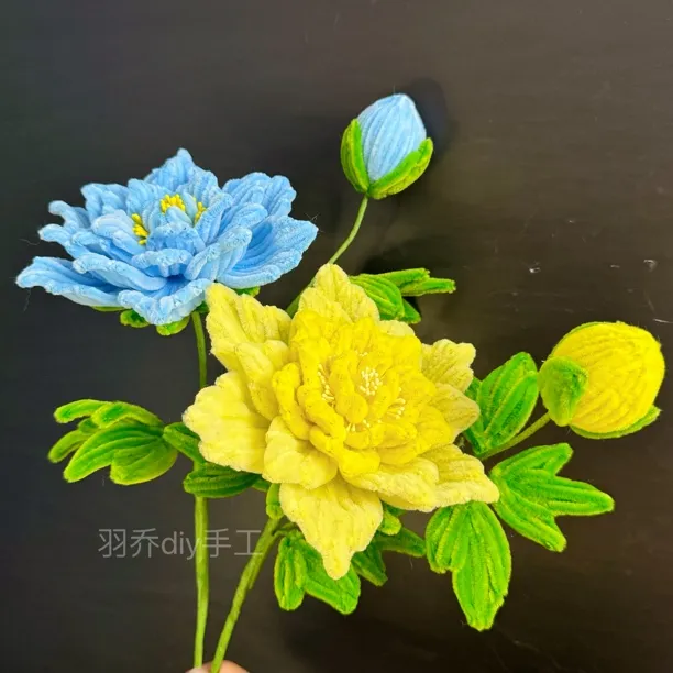 扭扭棒牡丹花摆件仿真花束diy 材料包自制母亲节送妈妈手工礼物