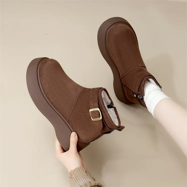 马丁靴女款爆款2025新款正品秋冬加绒棉鞋绒面短靴子厚底鞋勃肯鞋