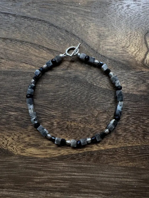 925银手链 重复显化 黑闪光方糖切新中式潮流原创手作无性别情侣