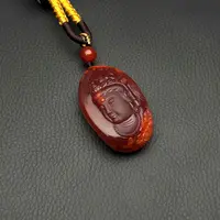 【送福珠宝】苏工精雕瓦西老矿牛血红《顶》（传世）（玉化）吊坠@t06768@