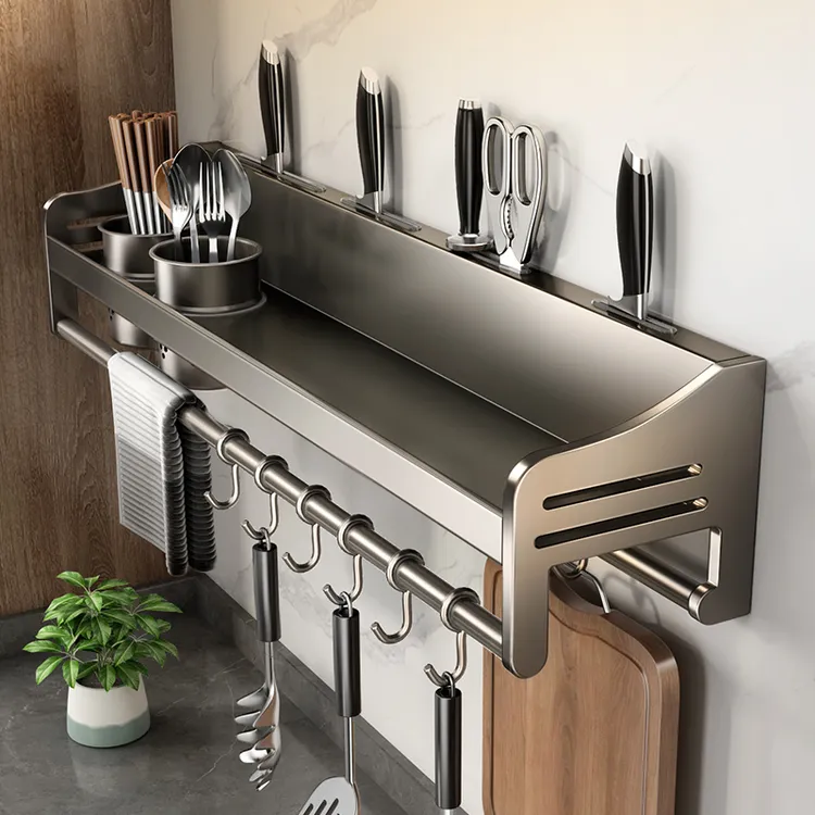 厨房壁挂式置物架免打孔家用壁挂调味调料筷子沥水多功能收纳架子
