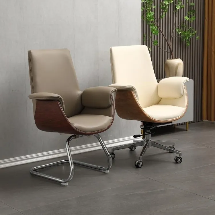 高档接待洽谈椅子办公椅家具轻奢老板会议椅电脑皮艺座椅
