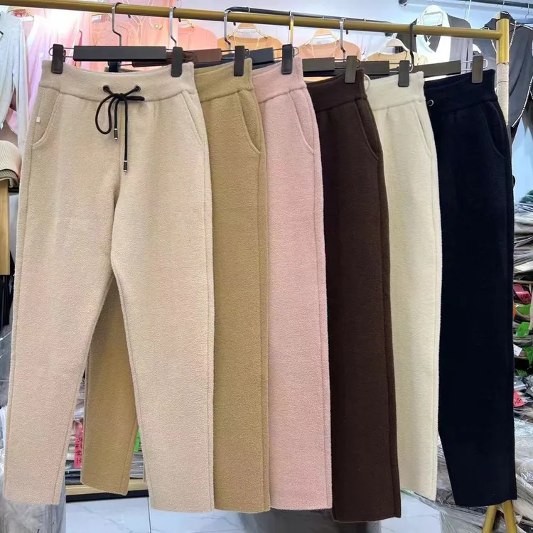 秋冬加厚羊毛裤女士外穿保暖裤女松紧腰休闲小脚裤羊毛百搭显瘦