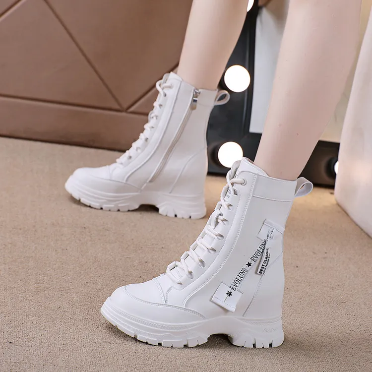 内增高马丁靴女小个子2025年新款春秋单靴百搭网红瘦瘦靴厚底短靴