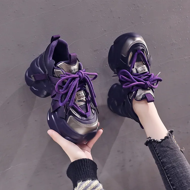 欧货厚底老爹鞋女单鞋2025新款春秋冬显小脚爆款增高休闲运动鞋潮