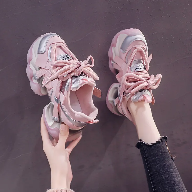 欧货老爹鞋女ins潮2025秋冬季新款增高小个子松糕厚底加绒运动鞋