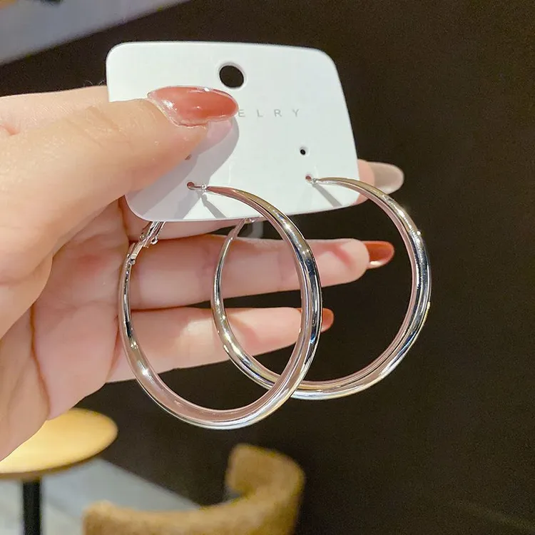 铜合金耳饰 耳圈大耳环夸张欧美金属圆圈款圆环港风做旧复古风女