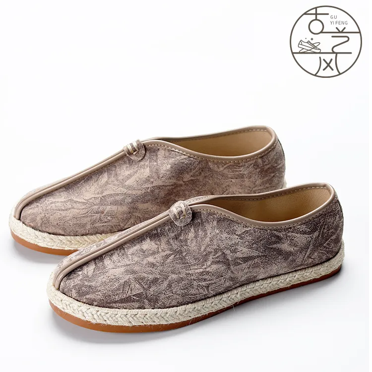 中国风春秋真皮男鞋一脚蹬僧鞋国潮懒人鞋软底复古中式男鞋太极鞋