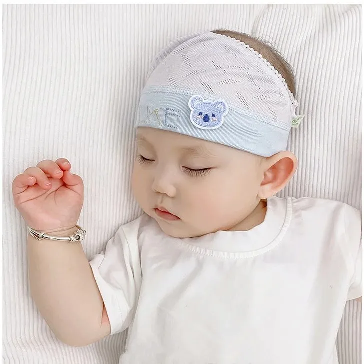 婴儿护头囟门帽子春夏季纯棉薄款男女宝宝胎帽0-6月8新生儿空顶帽