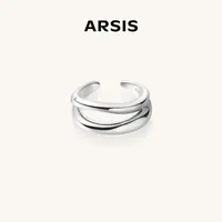 ARSIS流光系列流线双层戒指饰品小众设计高级感素银七夕礼物银戒