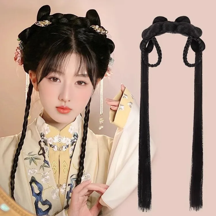 古装汉服假发包一体式懒人发箍软发束古风明制造型日常蝴蝶结发髻
