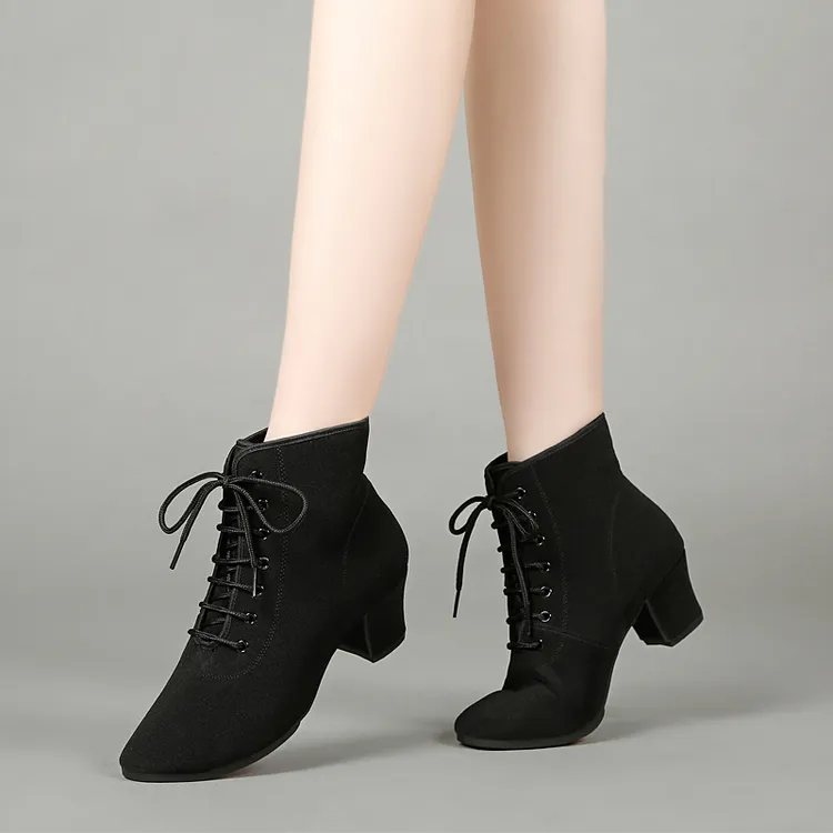 特丝丽她双11好物秋季透气牛津布广场舞鞋舞蹈靴水兵舞拉丁舞短靴