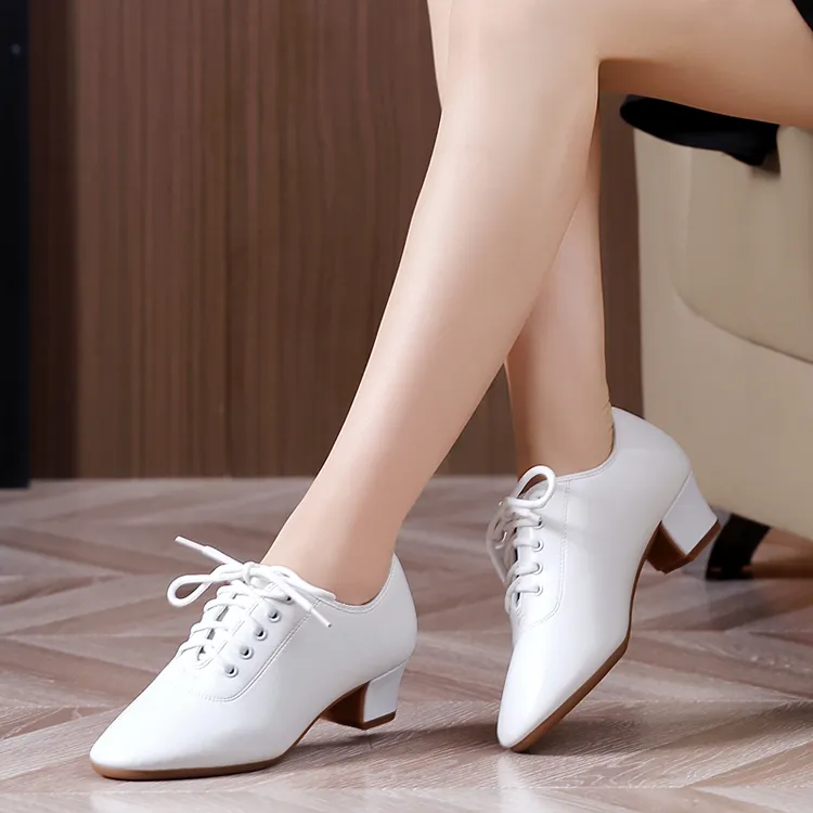 特丝丽她双11好物秋季牛皮拉丁舞鞋女广场舞跳舞鞋透气真皮妈妈鞋商品图