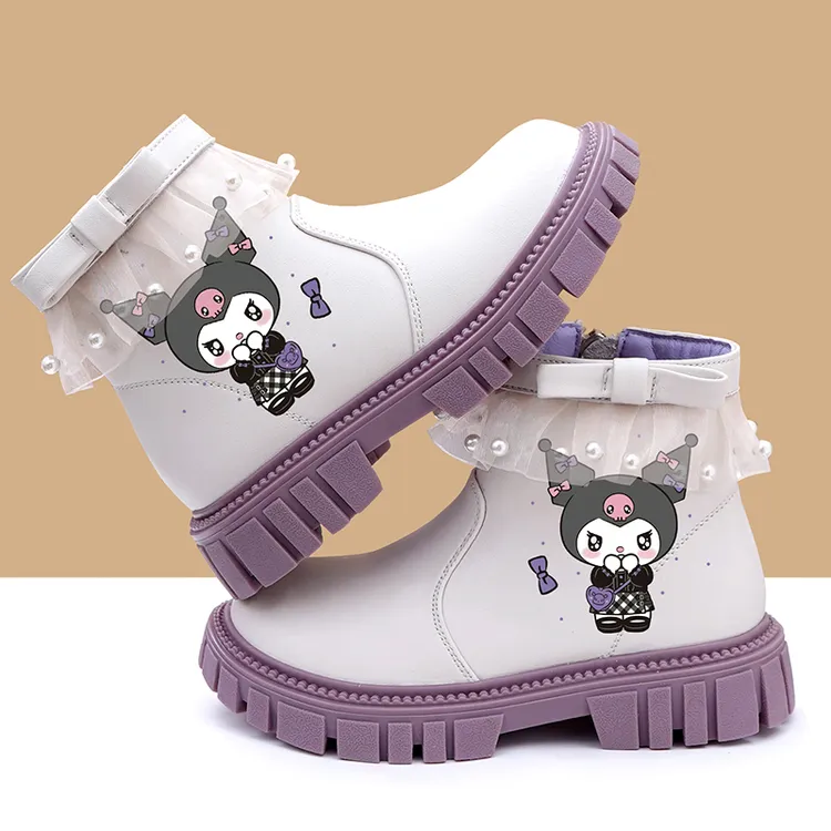 女童马丁靴软底短靴加绒库洛米公主靴女童靴棉靴2024秋冬新款