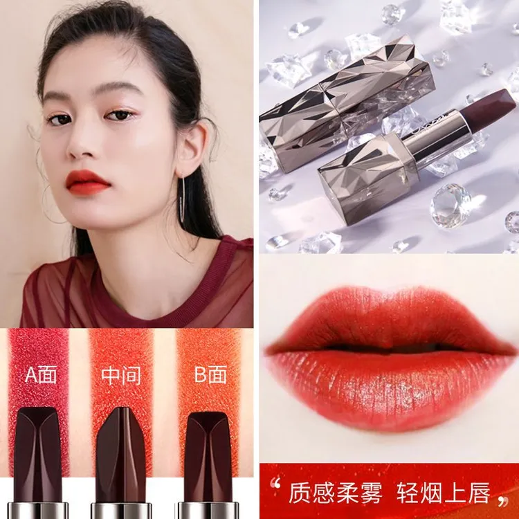 天使的诱惑黑钻丰盈三色口红 一支3色 高级雾绒质感      不沾杯