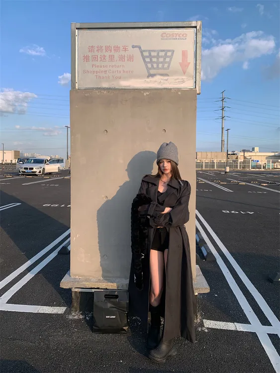 又到了穿风衣的季节秋冬呢子大衣长款外套风衣系带气质时尚设计感