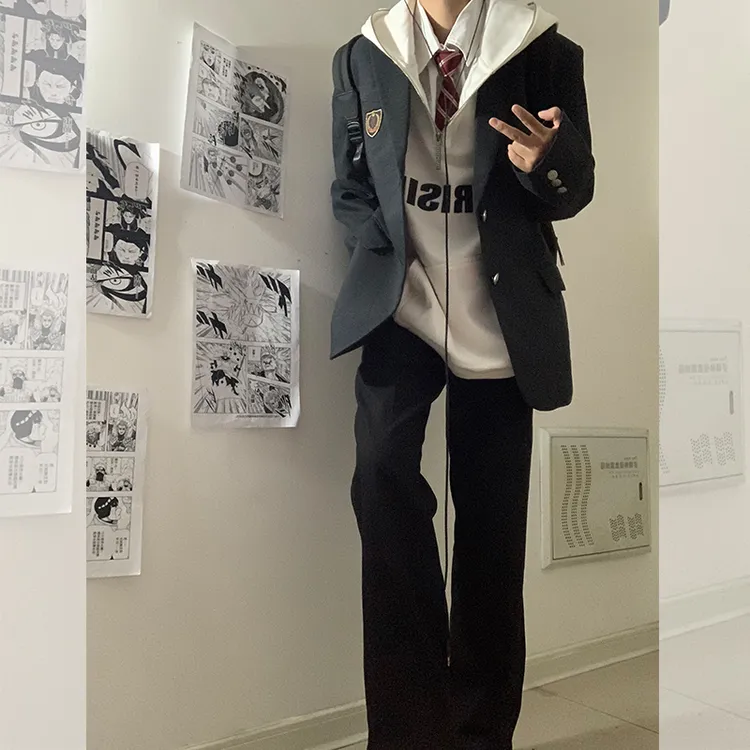 海王日记DK休闲舒适抽绳宽松拖地垂感微喇西裤百搭裤子西装喇叭裤