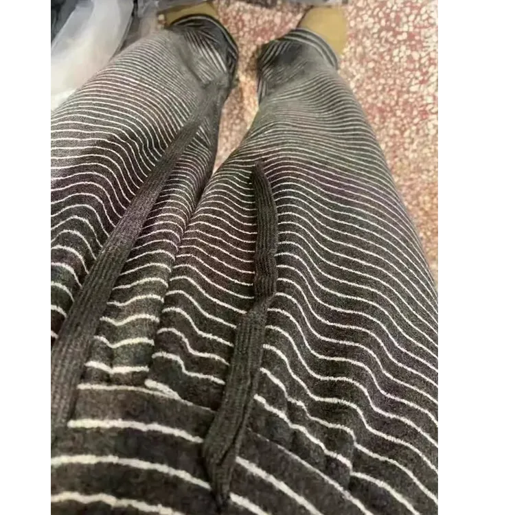 2024年秋冬新款加绒加厚慵懒风窄版条纹裤时尚潮流百搭显瘦