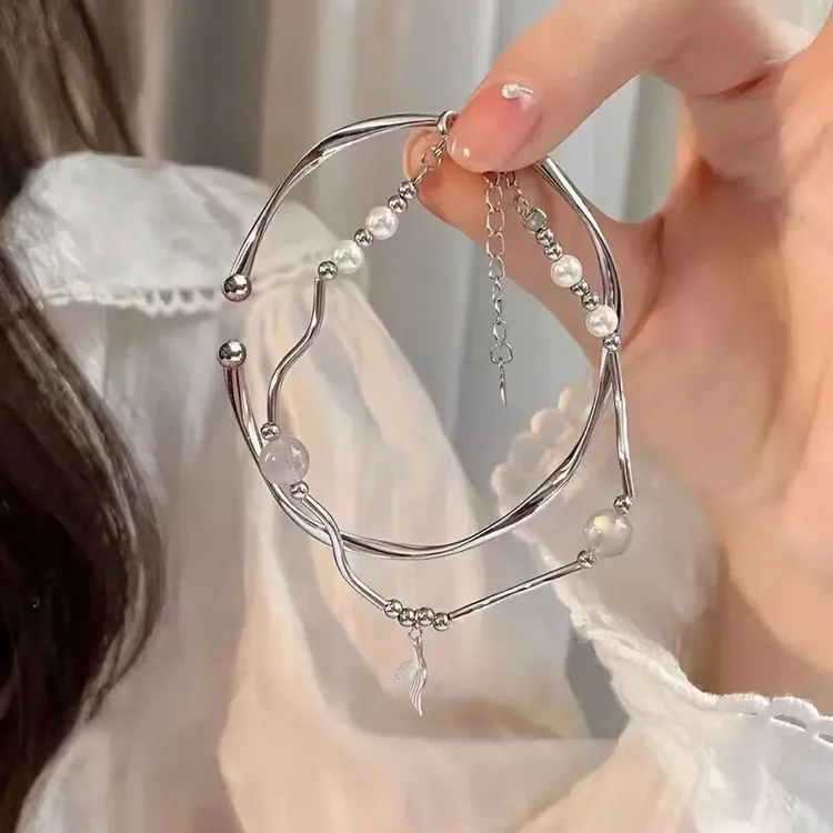 钛钢手链 鱼尾设计感百搭手链莫比乌斯手镯小众素款素圈ins