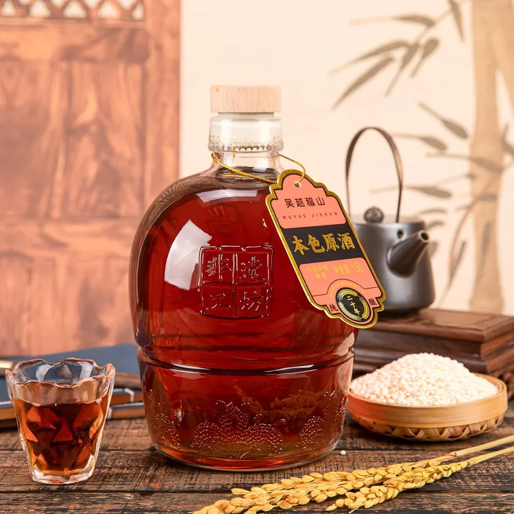吴越稽山绍兴黄酒本色原酒16度玻璃坛1.5L传统半甜型黄酒中秋团圆