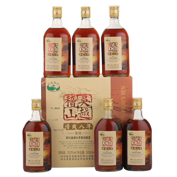绍兴产整箱12度清爽八年吴越稽山500ml*6瓶花雕酒半甜型商品图