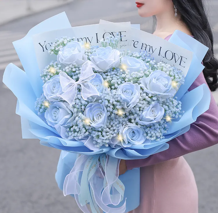 【送她星辰大海】11朵碎冰蓝玫瑰花束礼物同城鲜花配送女友闺蜜生日