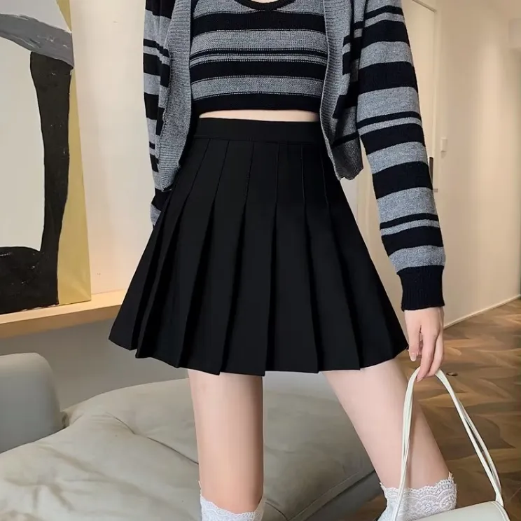 KL1941大码胖MM秋季爆款百褶裙新款短裙显瘦藏肉裙子A字裙半身裙