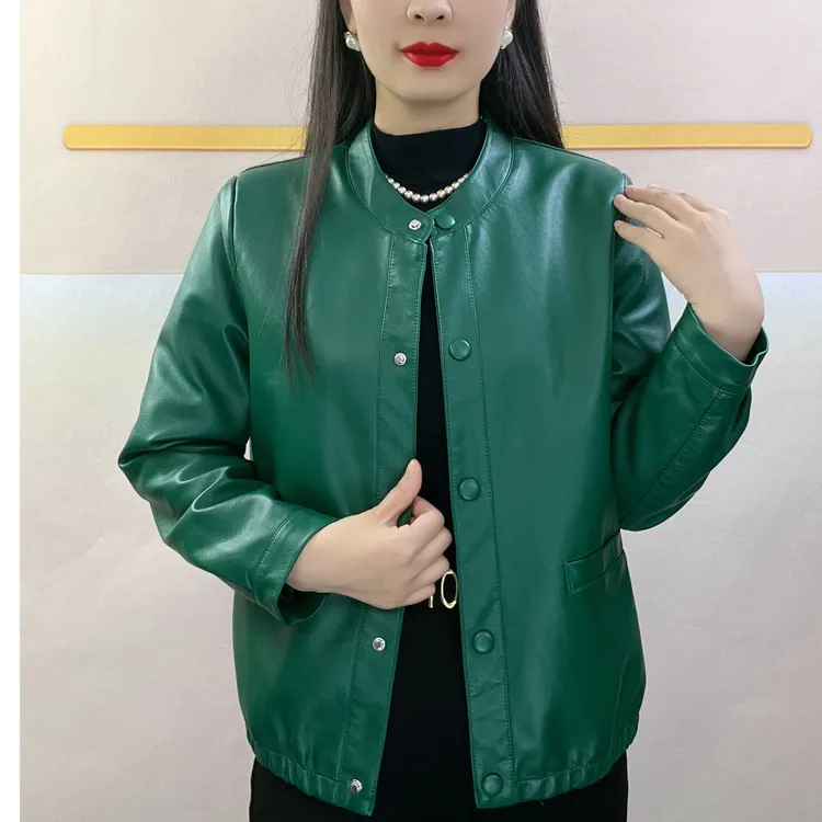 （加棉加厚）海宁皮衣秋冬新款皮衣夹克外套上衣短款气质皮衣外套女
