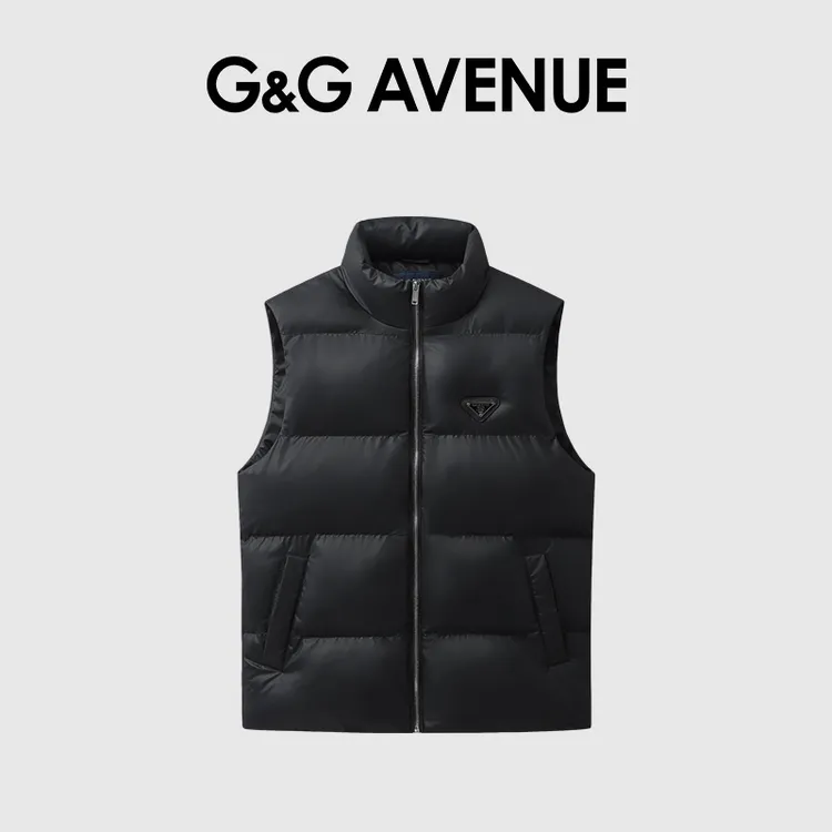 法国G&GAVENUE轻奢潮牌三角标马甲男士冬季保暖外套-GMJ24247002