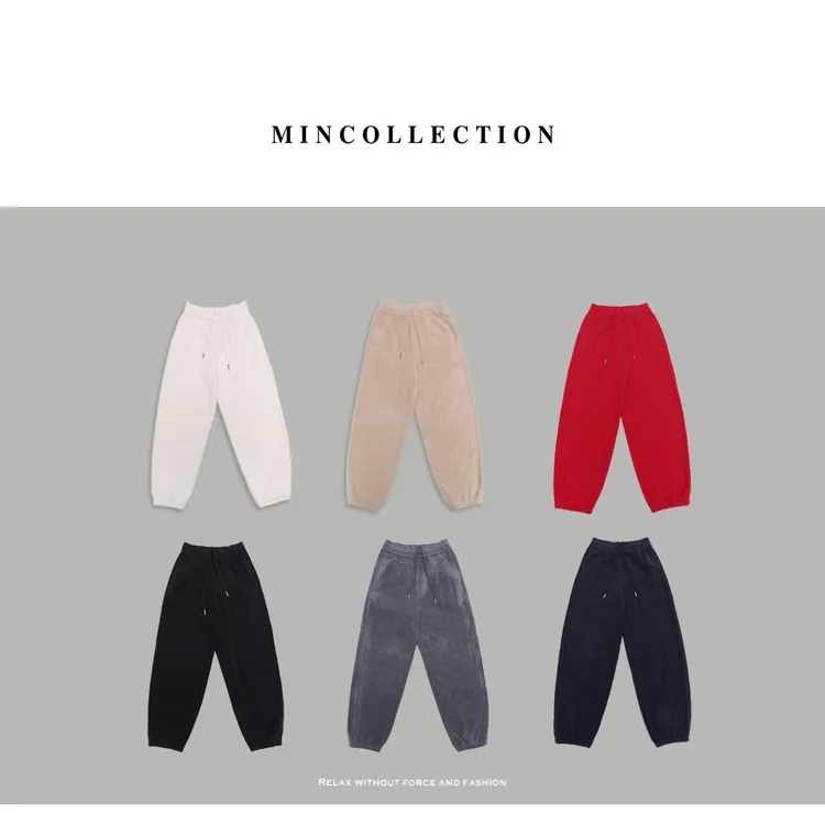 DE Mincollection多色摇粒裤/冬日必备保暖双面休闲束口卫裤40129