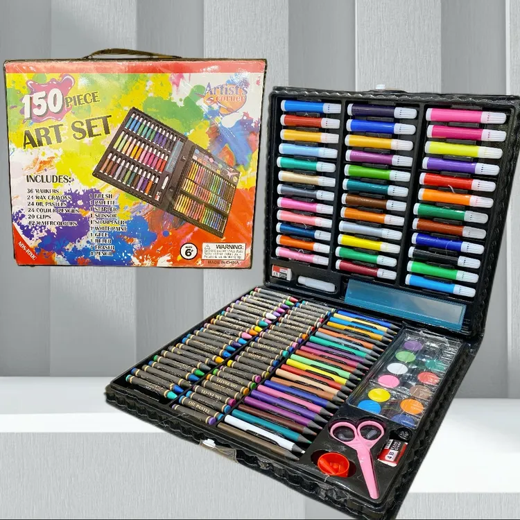 【150件套装绘画工具】儿童礼物可水洗水彩笔画笔塑料套盒彩笔画笔z