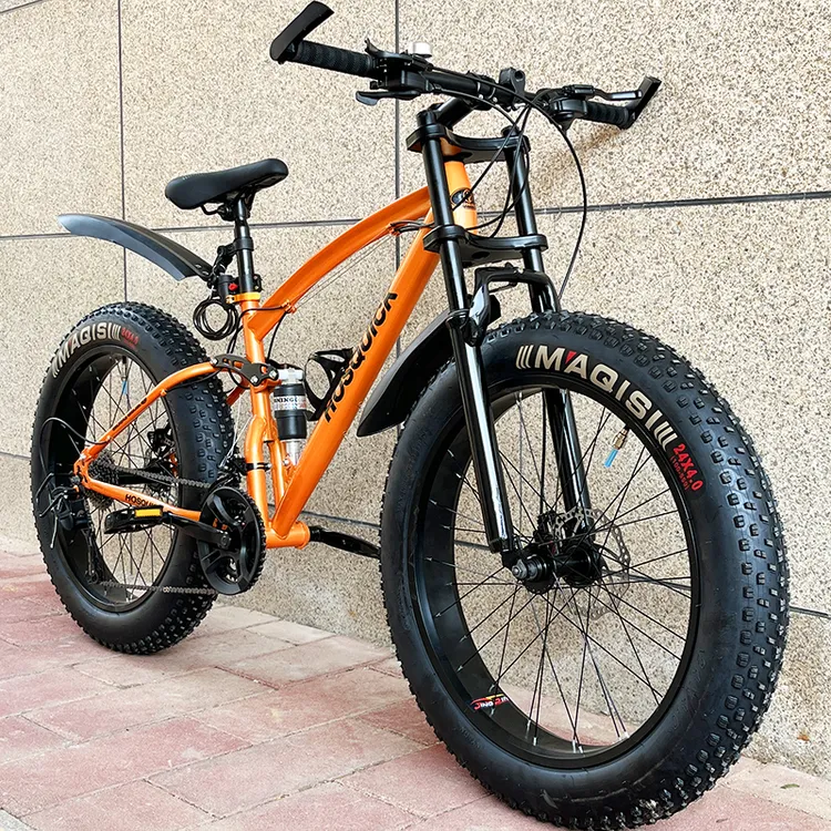 雪地自行车大轮胎变速双减震宽粗沙滩越野成人男女胖子山地自行车