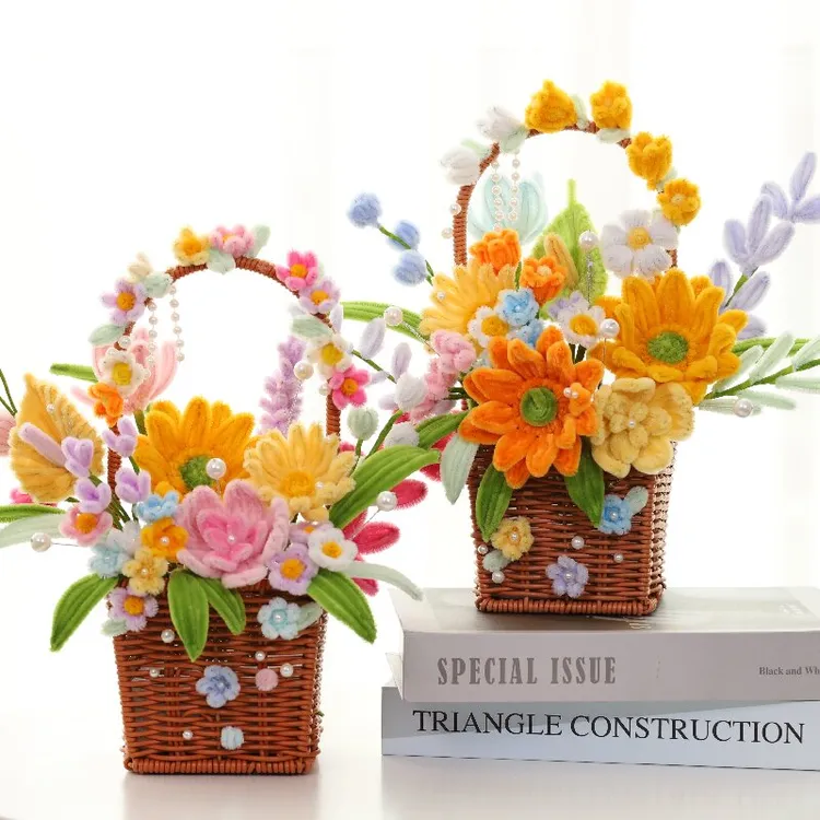 扭扭棒花束手工编织花篮diy材料包自制向日葵教师节送老师礼物