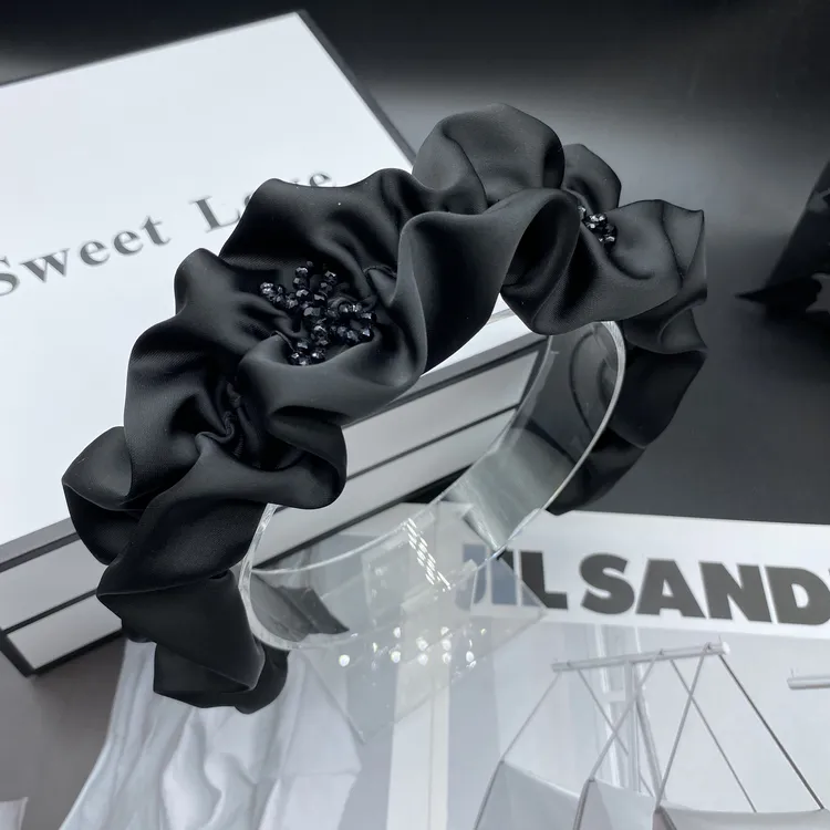 轻奢复古韩版纯色轻奢法式发箍百搭宽边优雅黑色气质发饰头饰头箍