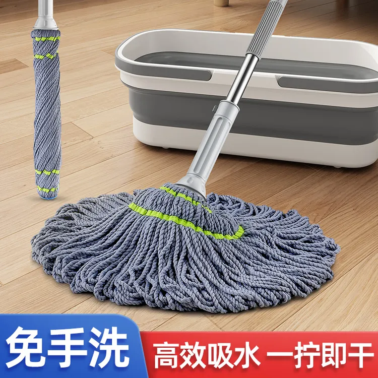 陶市棉拖把免手洗自拧拖地棉吸水拧水干湿老式大号拖把带桶一体用